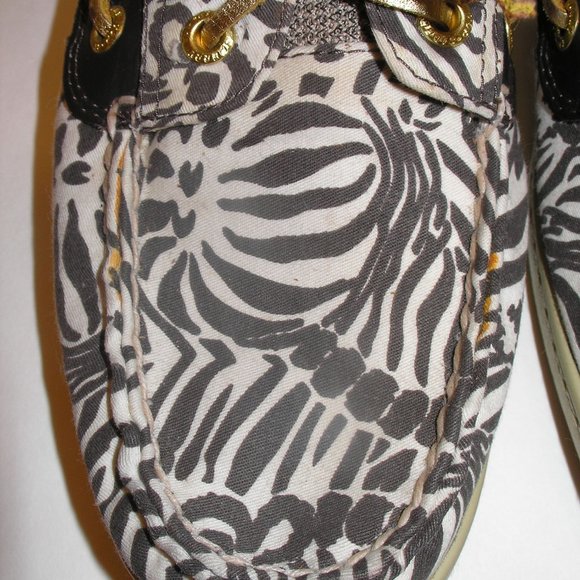 Sperry Top Sider Women's 7.5M Boat Deck Shoes Zebra Animal Print Brown Beige - Picture 9 of 14
